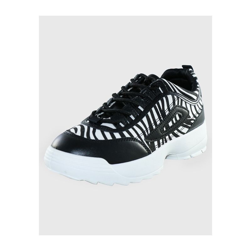 DINASTELLA - Zapatilla print Zebra Negro
