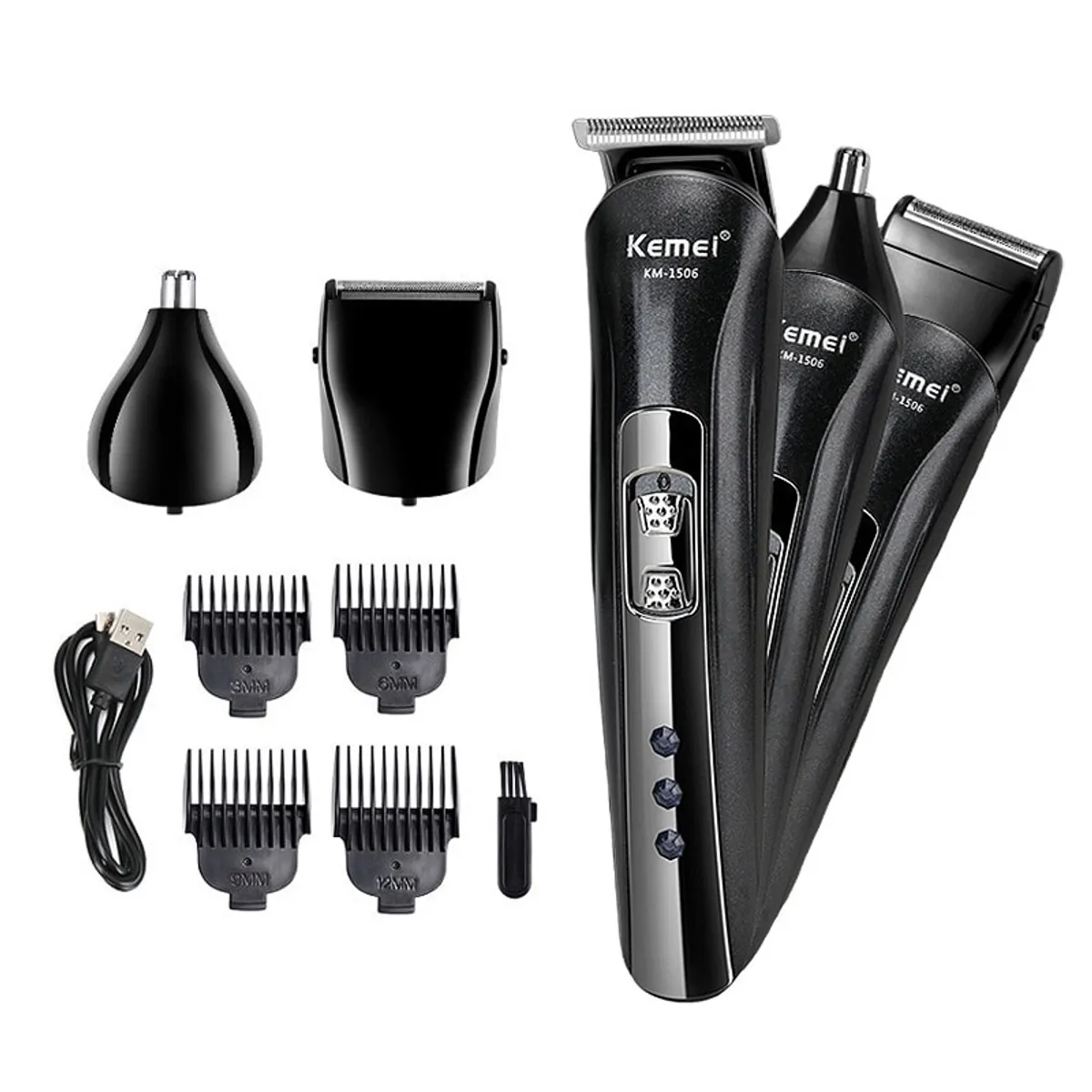 VATYERTY - Kemei-afeitadora profesional para Barba KM-1506 Negro