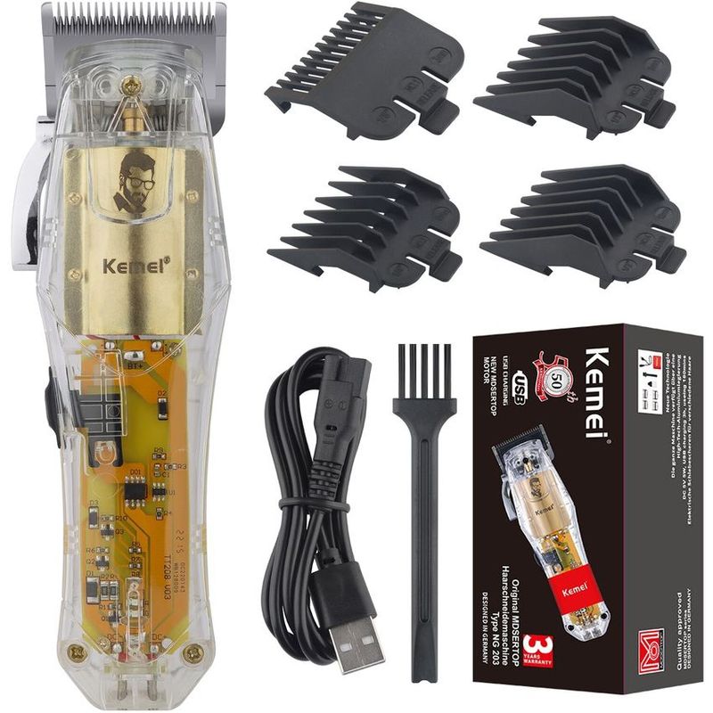 VATYERTY - Kemei-cortadora de pelo profesional KM-NG203 Plateado