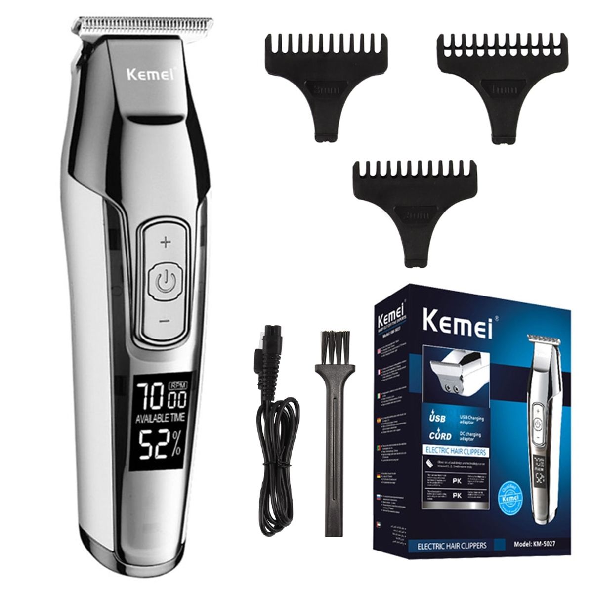 VATYERTY - Kemei-cortadora de pelo profesional KM-5027 Plateado