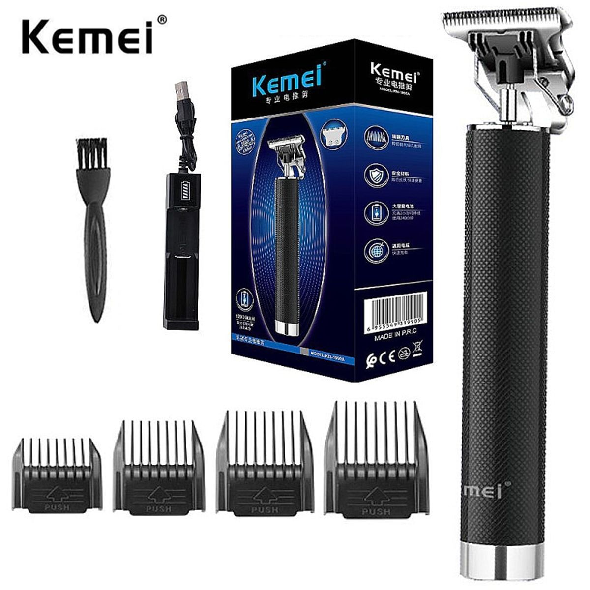 VATYERTY - Kemei-cortadora de pelo T9 recargable Vintage Negro