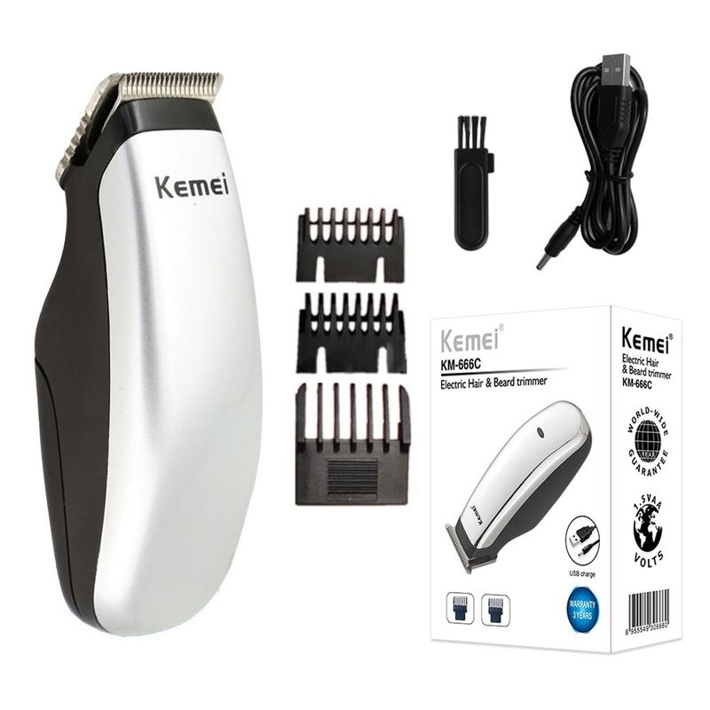 VATYERTY - Kemei-Mini cortadora de pelo profesional KM-666 Plateado