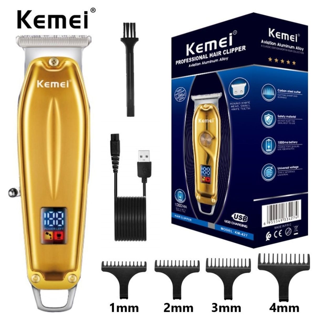 VATYERTY - Kemei-cortadora de pelo profesional KM-426 Dorado.-