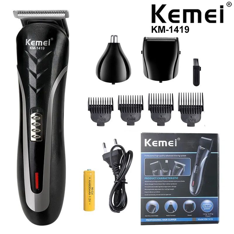 VATYERTY - Kemei-cortadora de pelo eléctrica 3 en 1 KM-1419 Negro