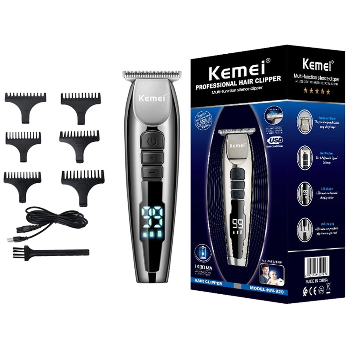 VATYERTY - Kemei-cortadora de pelo profesional KM-929 Negro.-