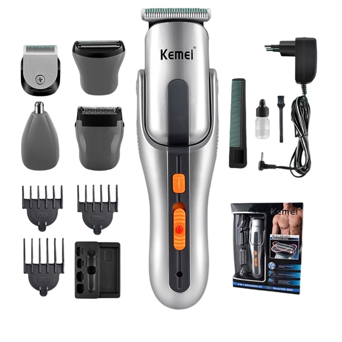 VATYERTY - Kemei-cortadora de pelo eléctrica multifunción KM-680A Plateado