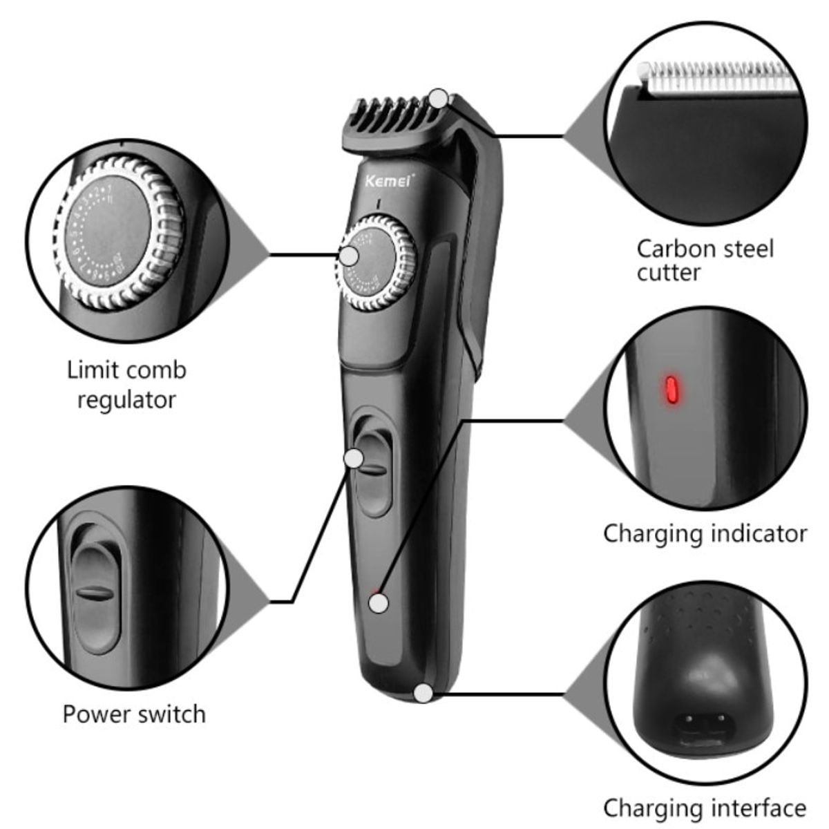 VATYERTY - Kemei-cortadora de pelo ajustable KM-5013 Negro.-