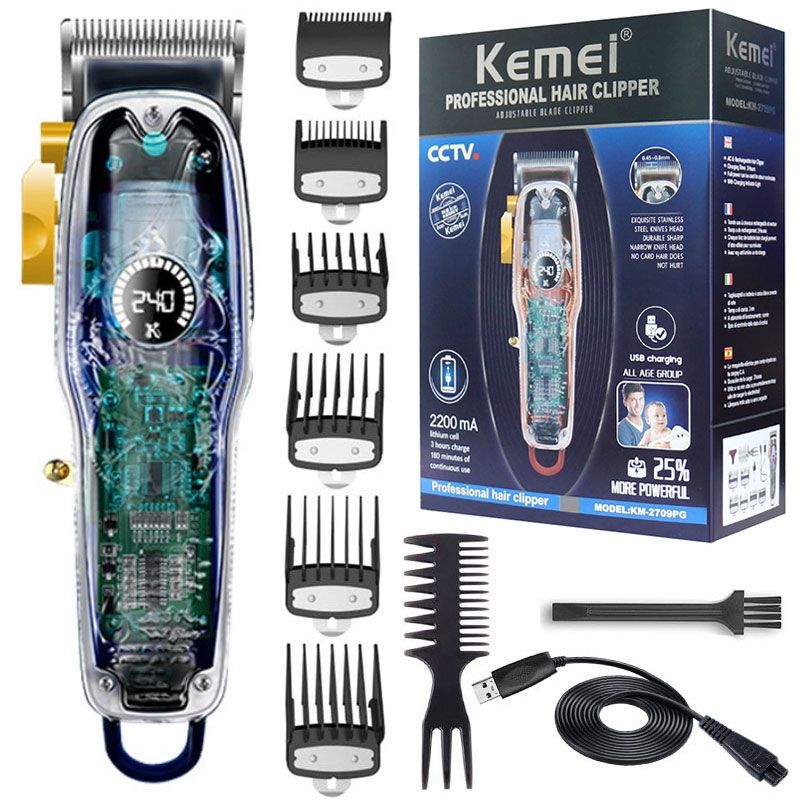 VATYERTY - Kemei-cortadora de pelo recargable por USB KM-2707PG Azul