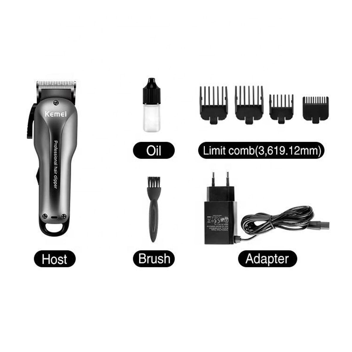 VATYERTY - Kemei-cortadora de pelo eléctrica recargable KM-2603 Negro