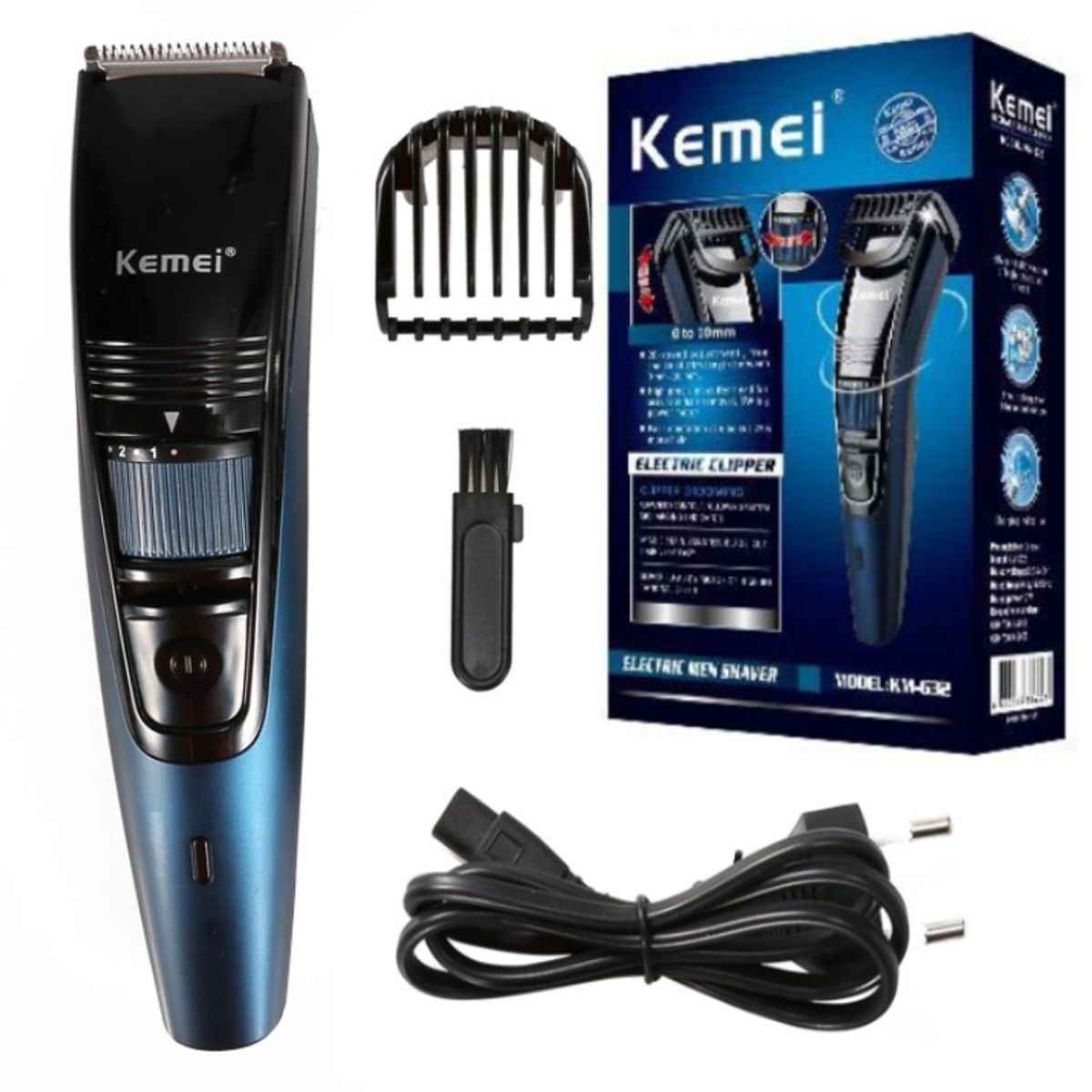 VATYERTY - Kemei-recortador de barba profesional KM-632 Negro