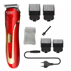 VATYERTY - Kemei-cortadora de pelo eléctrica recargable 2 en 1 KM-1409 Rojo