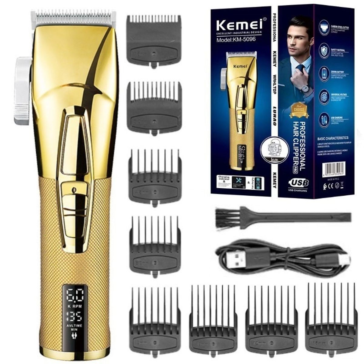 VATYERTY - Kemei-cortadora de pelo profesional KM-5096 Dorado