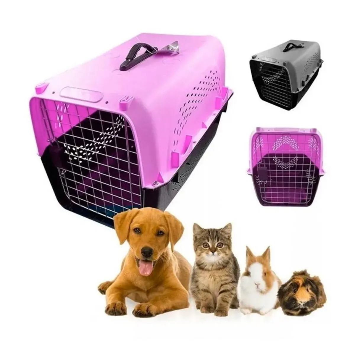 GENERICO - Caja Canil Transportadora Mascota Ventilación Talla S-m Rosa