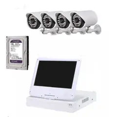 GENERICO - Kit Cctv 4 Cámaras 3 MP c/ Pantalla LCD 10" +Disco Duro 1 Terabyte Full HD