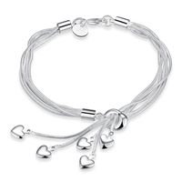 Pulsera Mujer Esclava Brazalete Bañado en plata Elegante Corazon