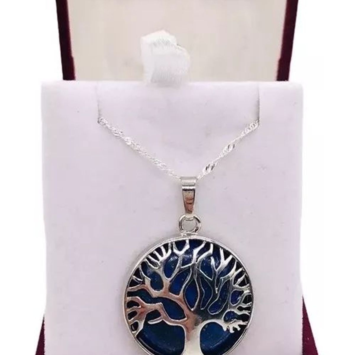 KUANGYE - Collar Lapislázuli Arbol De La Vida Raices Cadena Bañado en plata