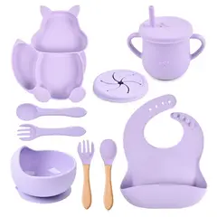 TIOZONEY - Platos De Silicona Bebe Juego De Cubiertos Antideslizante