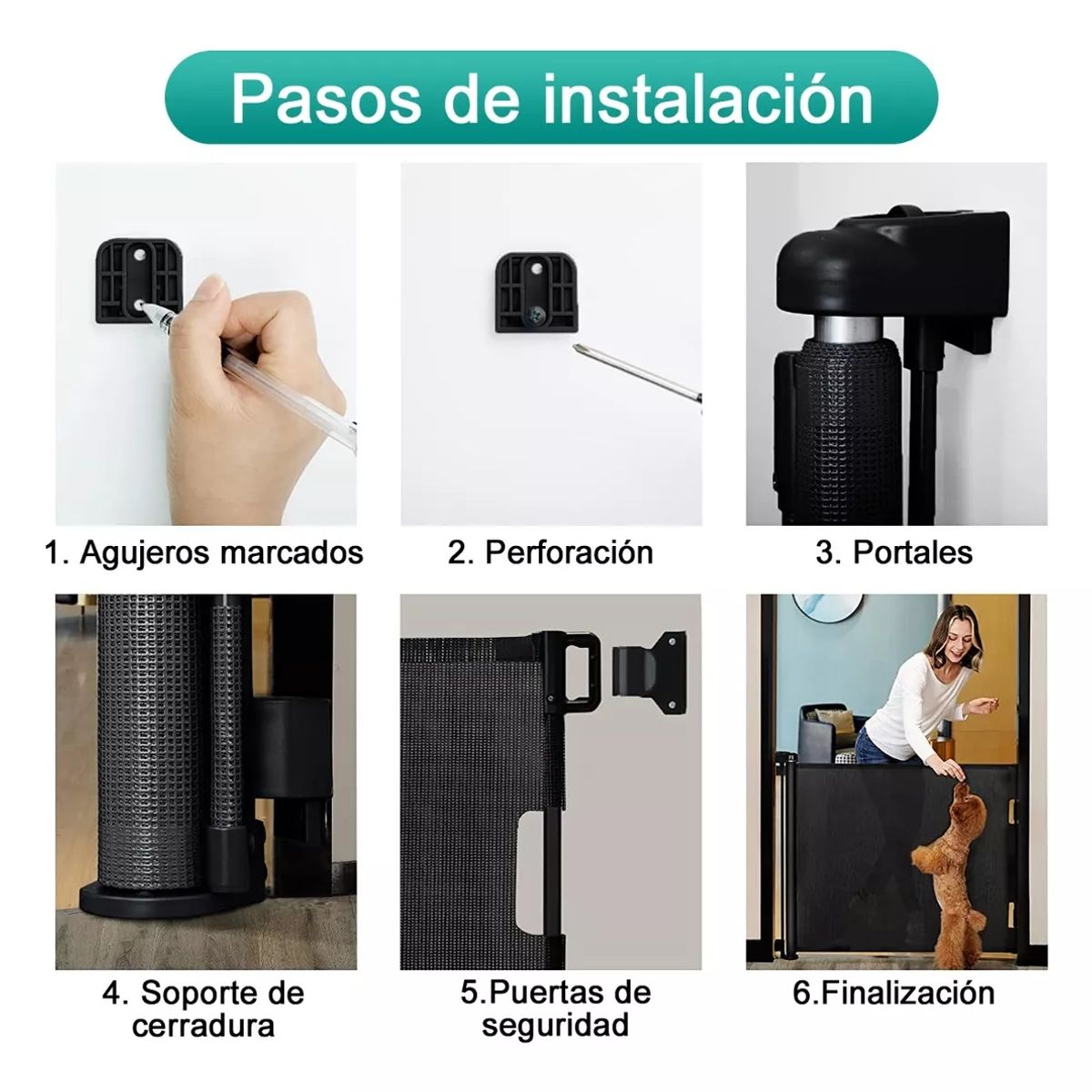 DEKANO - Reja Seguridad Escalera Para Bebe Mascotas ajustable 150cm