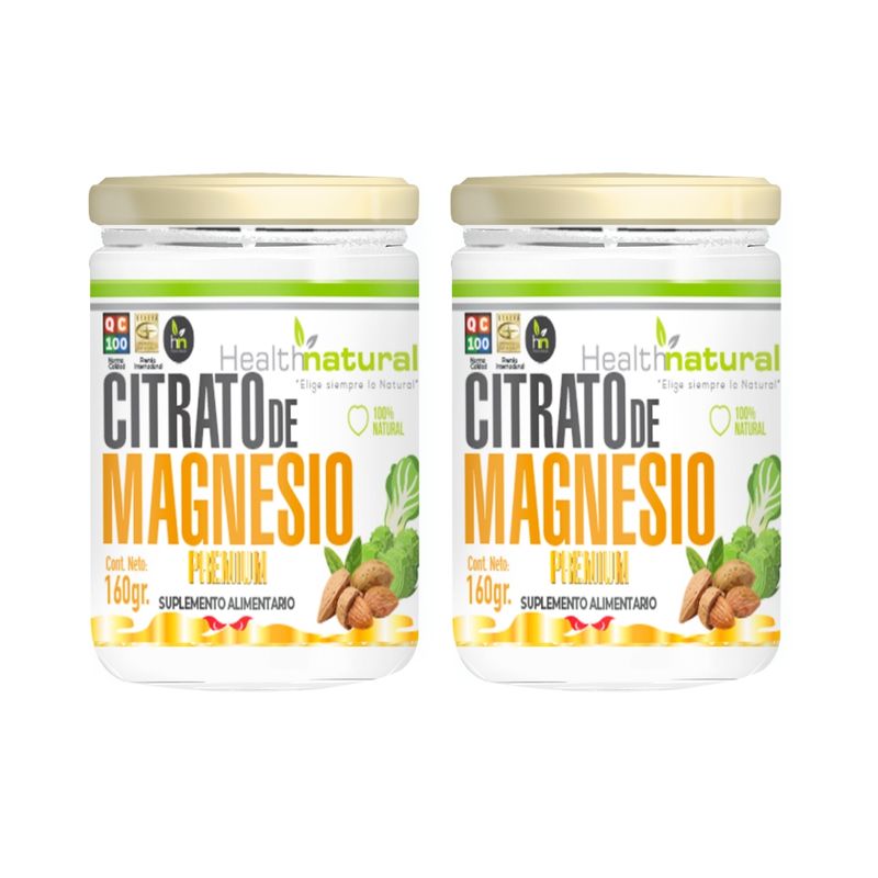 HEALTHNATURAL - Kit 2 Citrato de Magnesio en Polvo 160g Health Natural