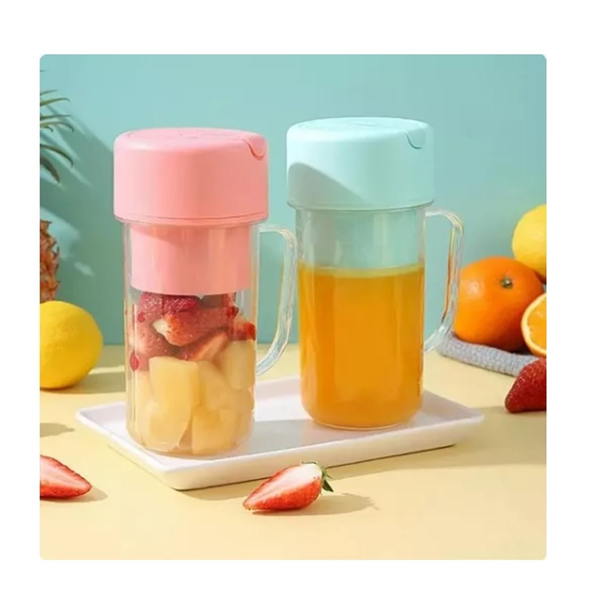 ESHOPANGIE - Vaso Licuadora Juguera Portátil Mini Recargable De 420ml Rosado