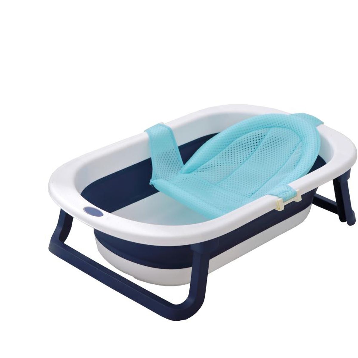 BJ HOGAR - Tina Bañera Plegable Para Bebe Azul Oscuro con Malla