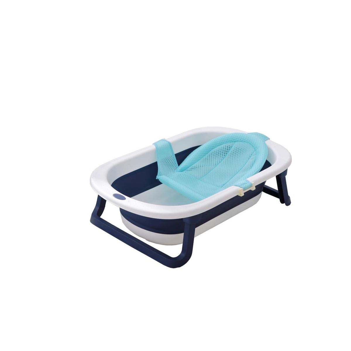 BJ HOGAR - Tina Bañera Plegable Para Bebe Azul Oscuro con Malla