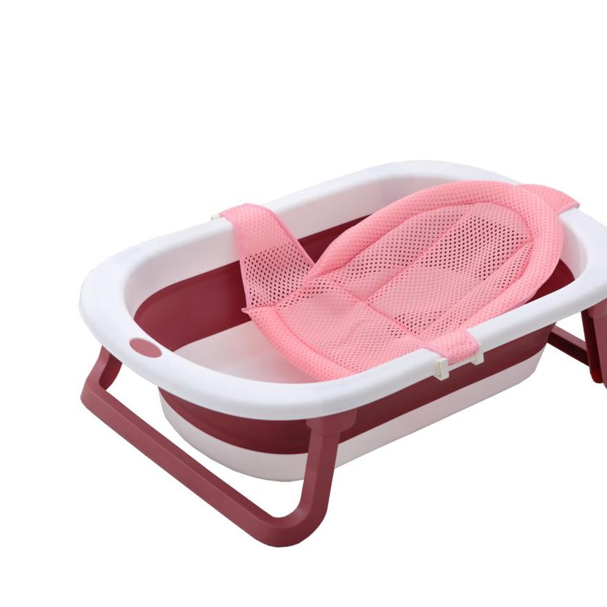 BJ HOGAR - Tina Bañera Plegable Para Bebe Rojo con Malla