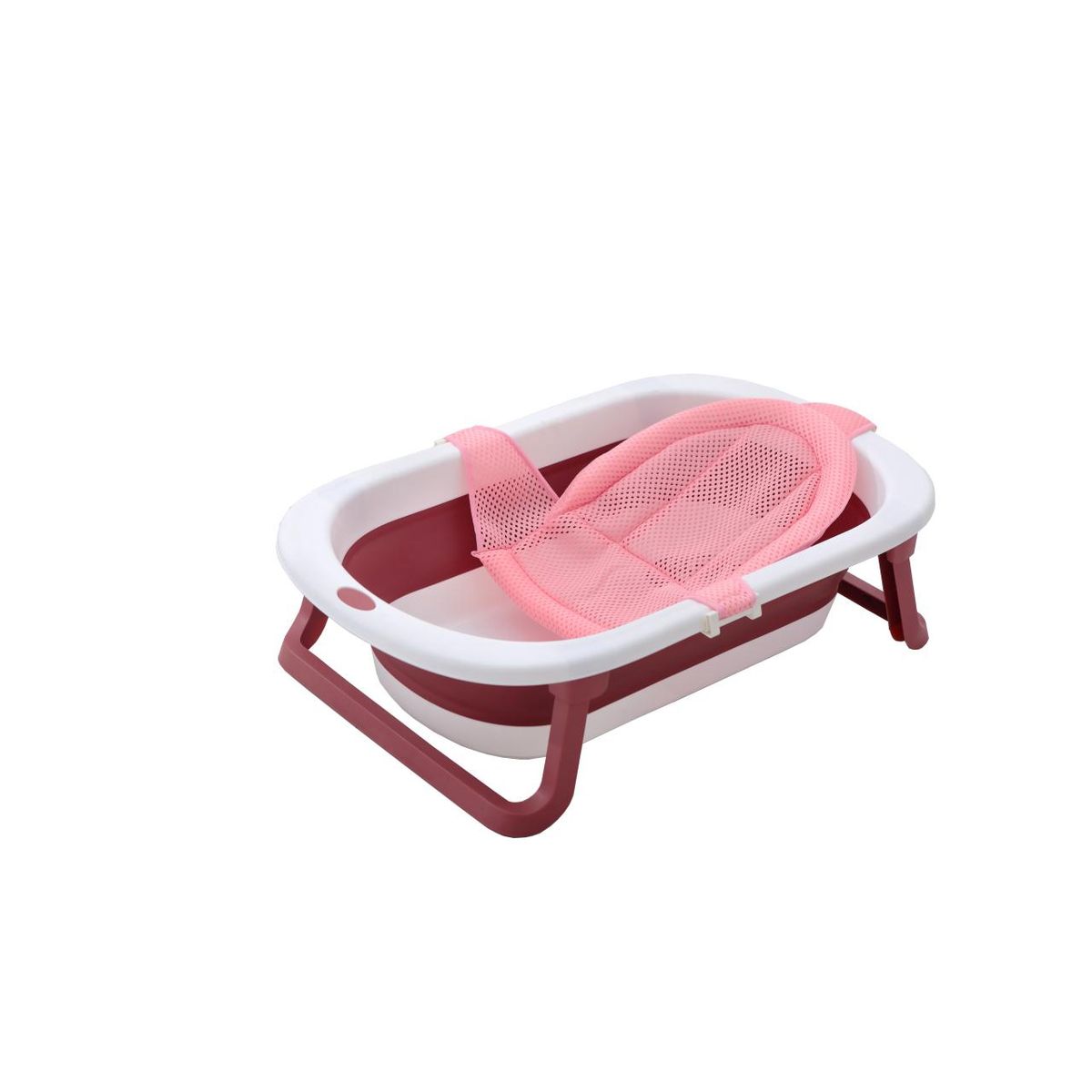 BJ HOGAR - Tina Bañera Plegable Para Bebe Rojo con Malla