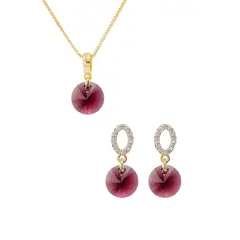 JOYAS MONTERO - Aros Collar Conjunto Madrid Gold Cristales Genuinos Amethyst