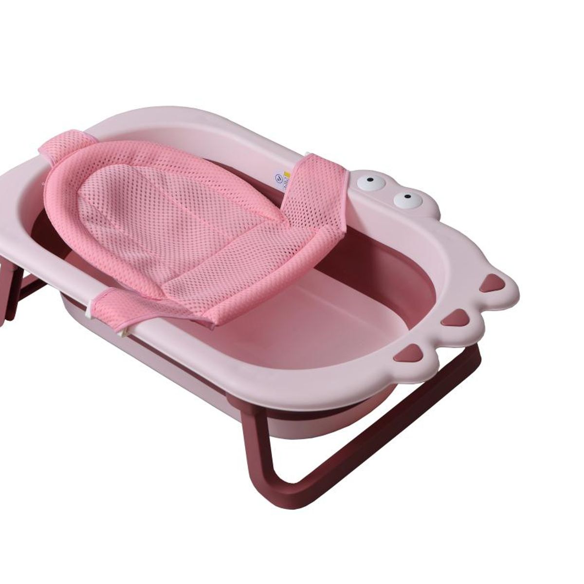BJ HOGAR - Tina Bañera Plegable Para Bebe con Malla Dinosaurio Rosa