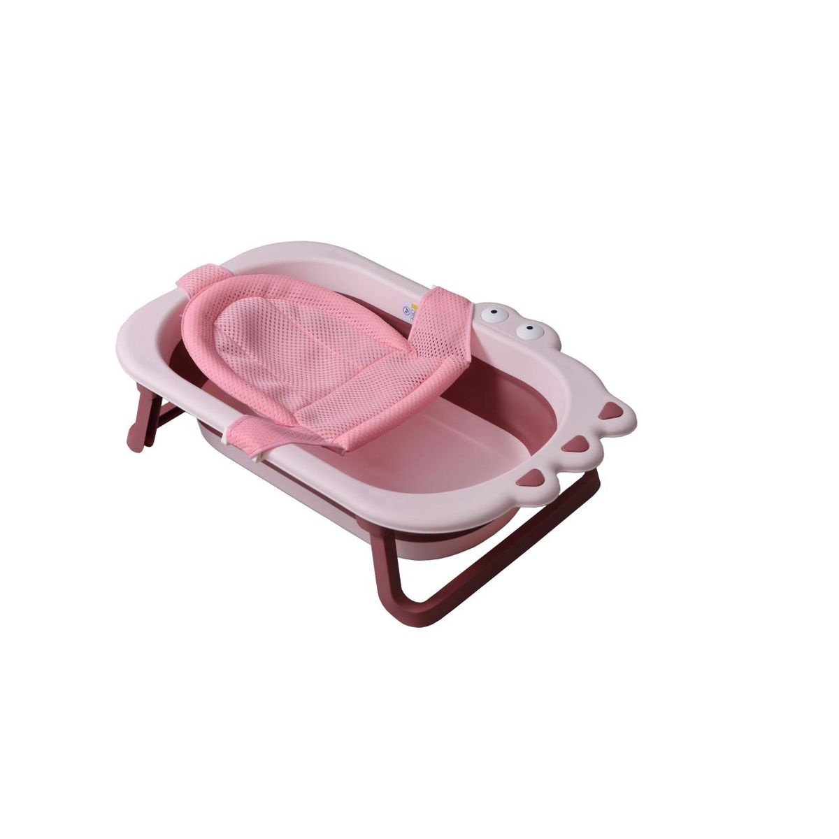 BJ HOGAR - Tina Bañera Plegable Para Bebe con Malla Dinosaurio Rosa