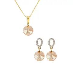 JOYAS MONTERO - Aros Collar Conjunto Madrid Gold Cristales Genuinos Golden Shadow