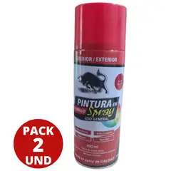 GENERICO - Pintura En Aerosol Spray 400ml Toro Negro. Pack 2 Und COLOR ROJO