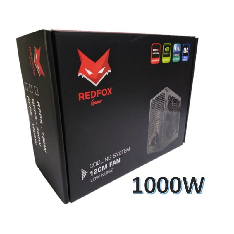 GENERICO - Fuente Poder RedFox  1000w Para Gabinetes Atx Sata 4 Molex 2