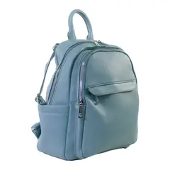 MAILEA - Mochila ecocuero chapeta frontal para mujer celeste