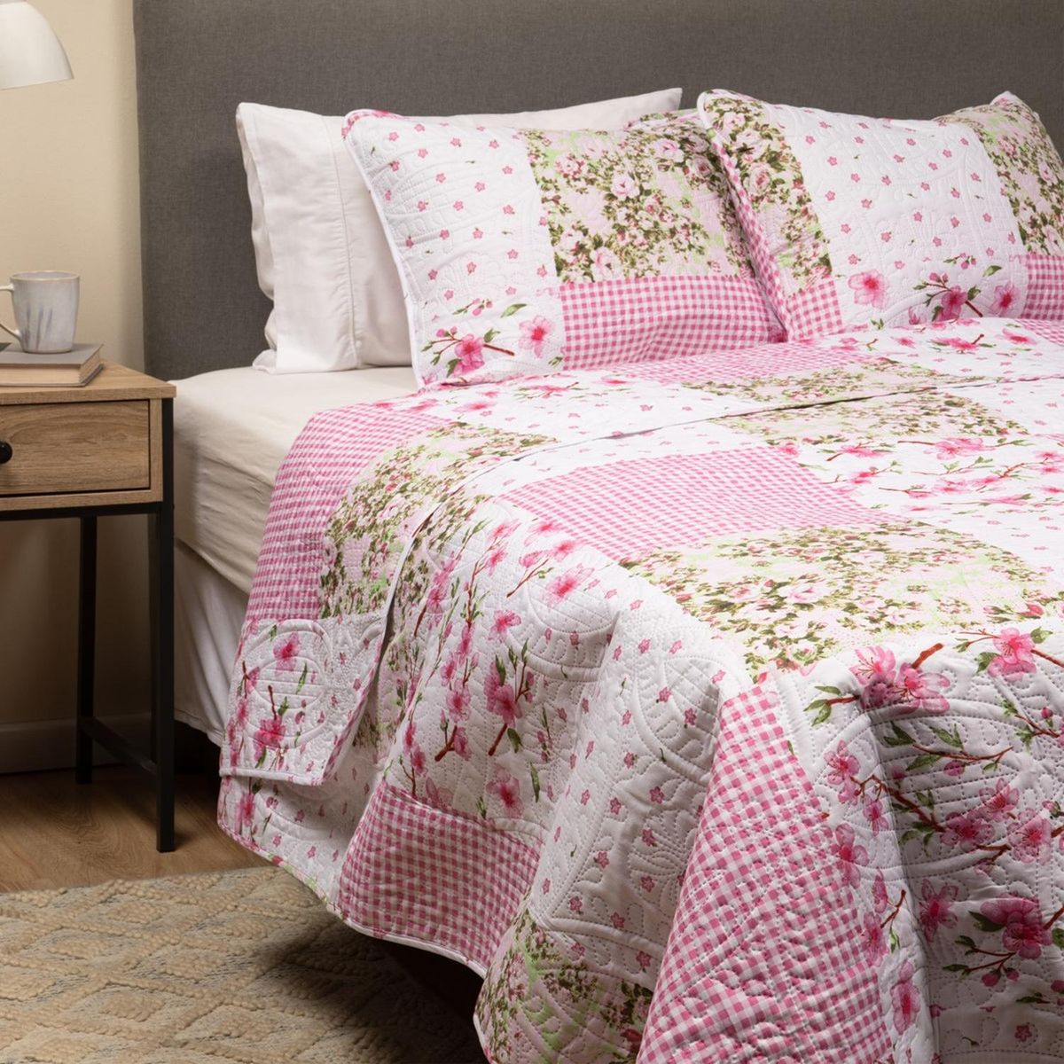 CASATUA - Cubrecama Cobertor Quilt Estampado Reversible - Multicolor - 2 Plazas