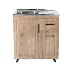 DOMSA - Kit Mueble Lavaplatos Derecho PVC80WD Nogal 80x50x90cm