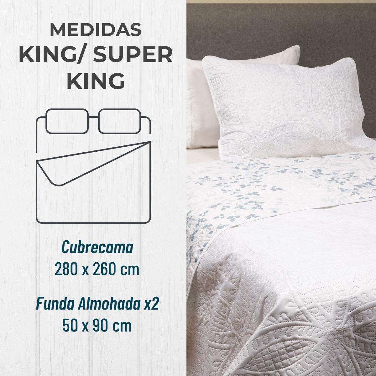 CASATUA - Cubrecama Cobertor Quilt Reversible Estampado King SuperKing