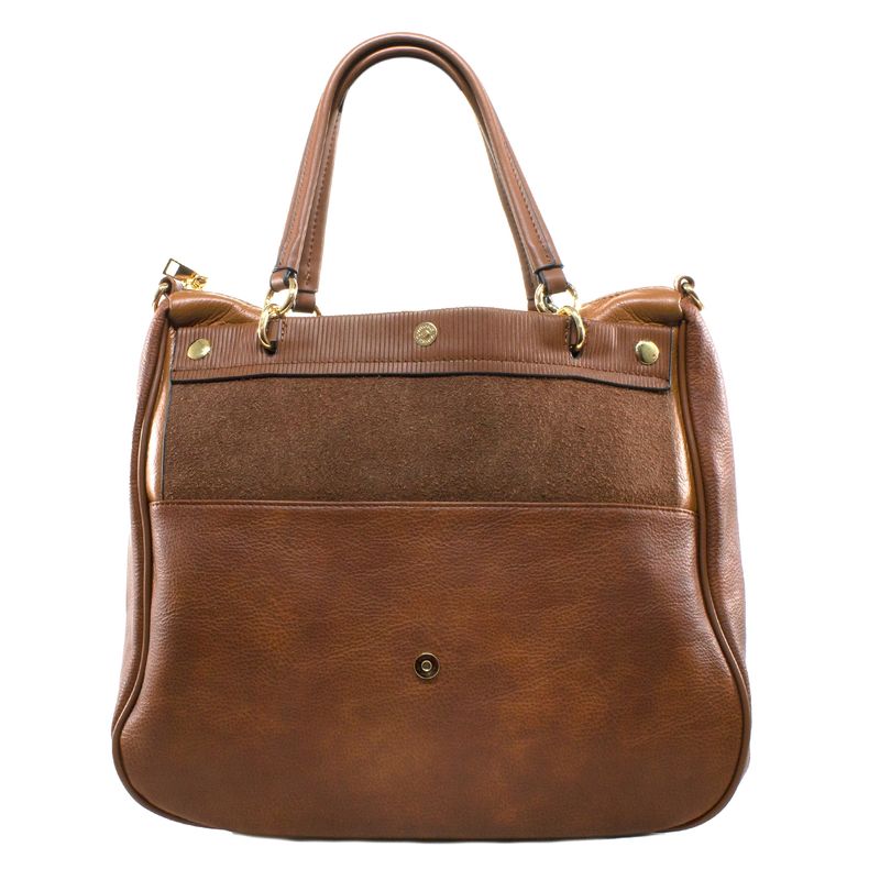 MAILEA - Cartera ecocuero grande plegable para mujer tostado