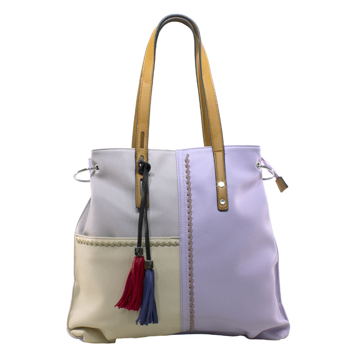 MAILEA - Cartera ecocuero patchwork casquete para mujer lila