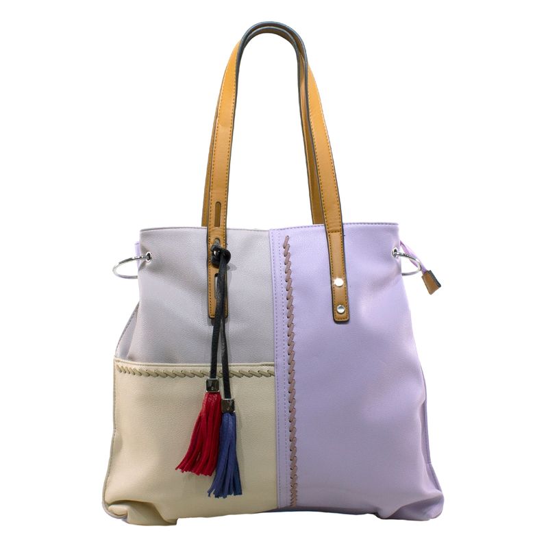 MAILEA - Cartera ecocuero patchwork casquete para mujer lila