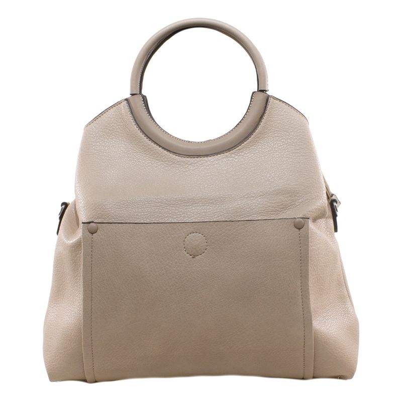 MAILEA - Cartera ecocuero manilla redonda para mujer arena