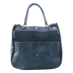 MAILEA - Cartera ecocuero grande plegable para mujer azul