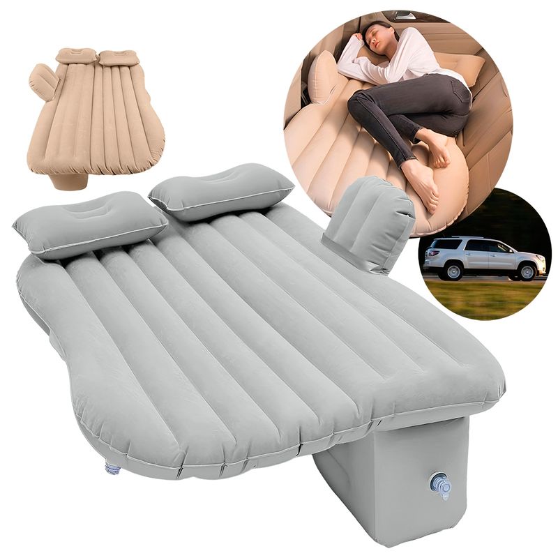 GENERICO - Colchón Inflable Con 2 Almohadas Para Vehículo Color Gris