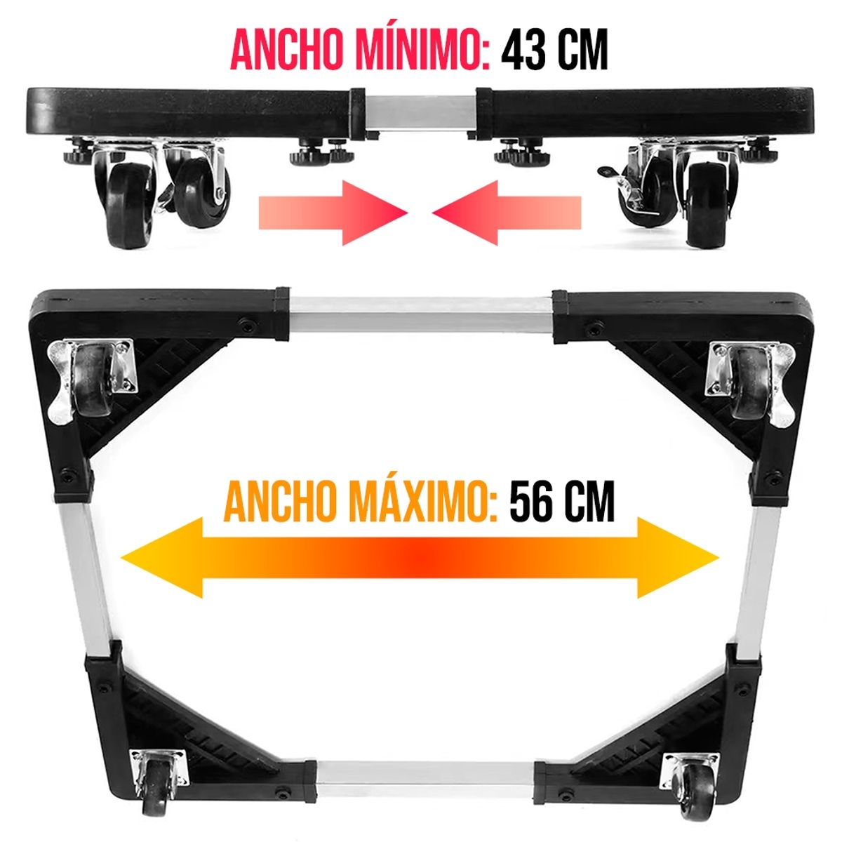 GENERICO - Base Ajustable Con Ruedas Para Lavadora Y Cocina 56x56 cm
