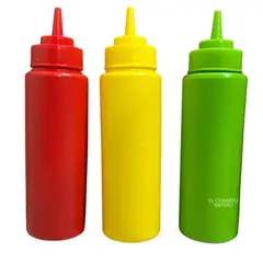 GENERICO - Dispensador De Salsas Condimentos Botella Plastico Pack De 3