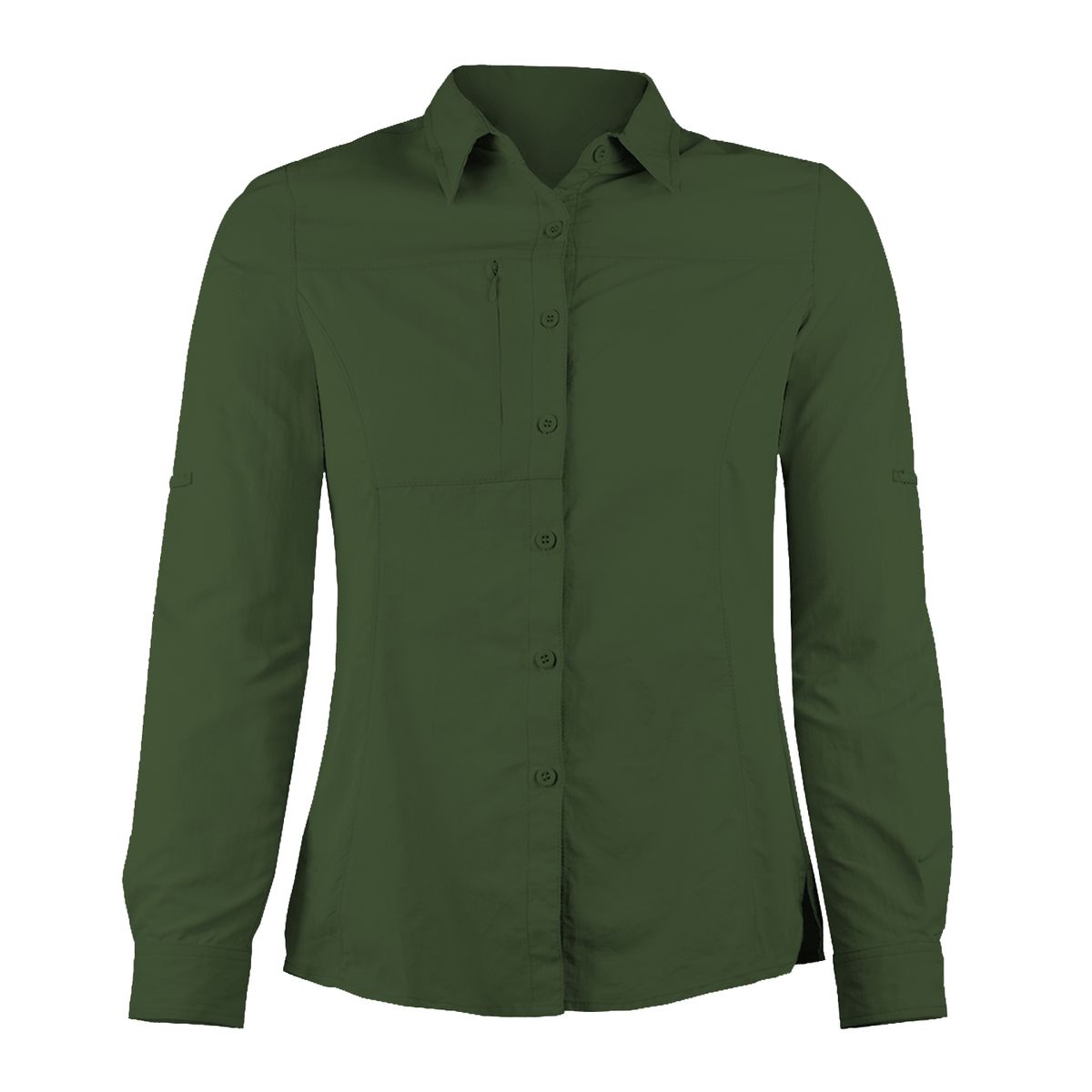 ANDESLAND OUTDOOR APPAREL - Blusa Trekking Ripstop Manga Larga UPF50 Fénec Verde Mujer.-
