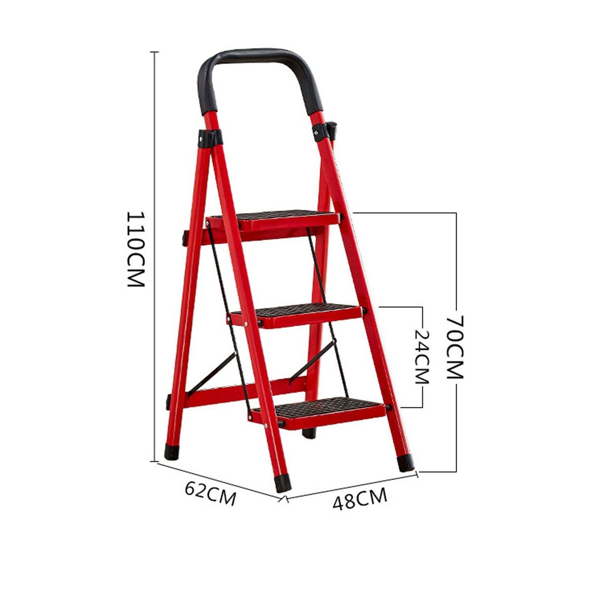 CRUSEC - Escalera Plegable 3 Niveles Con Pasamanos Multifuncional