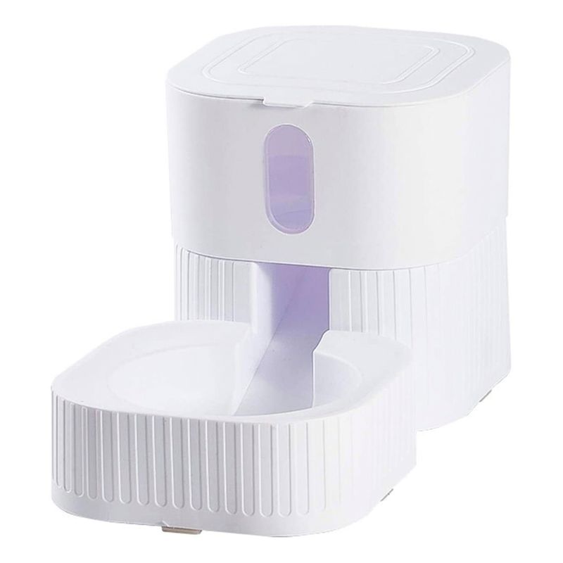 GENERICO - Dispensador de Comida Para Mascotas Diseño Cuadrado Blanco