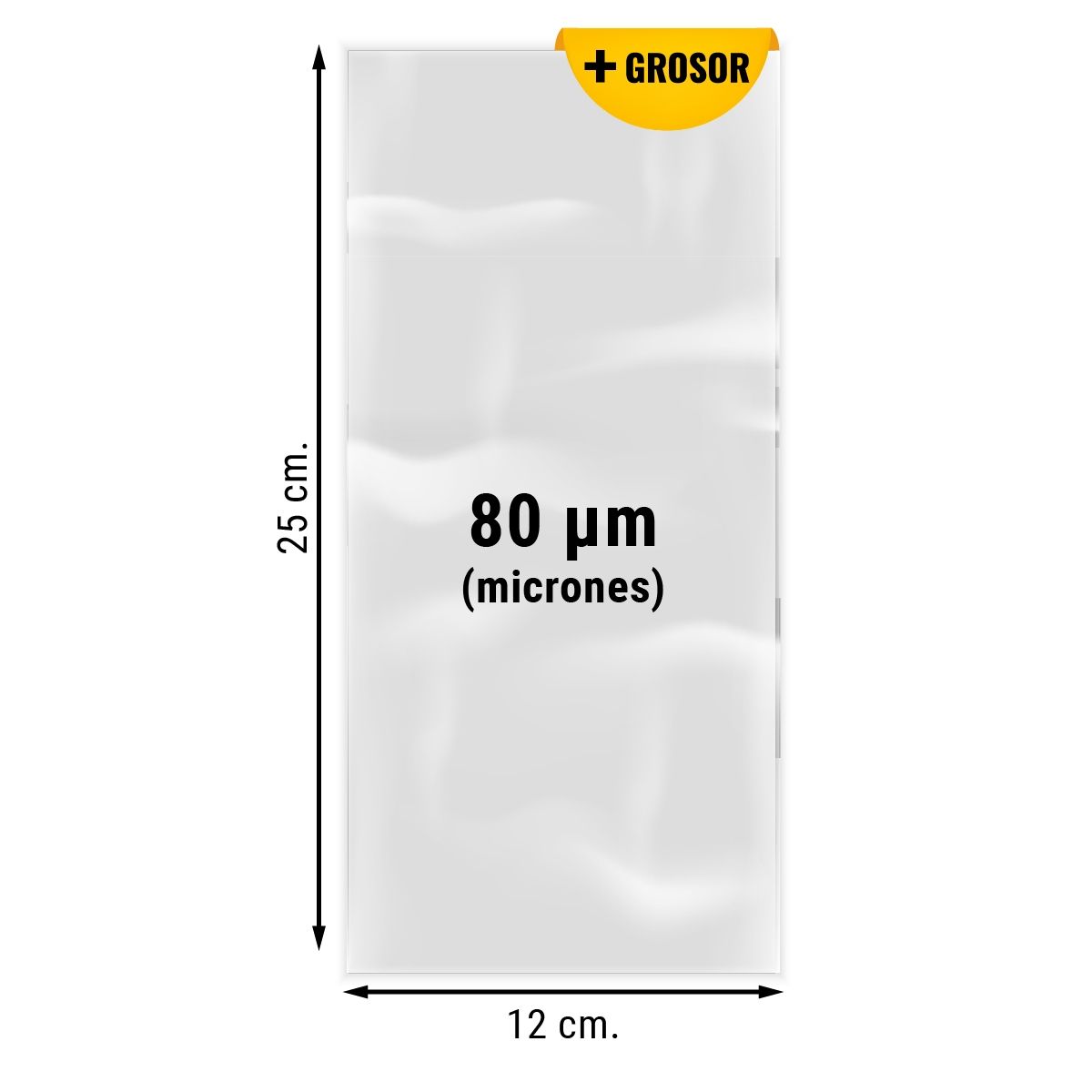 GENERICO - Bolsas de Plástico Transparente 80 micras 12x25cm 100 unds
